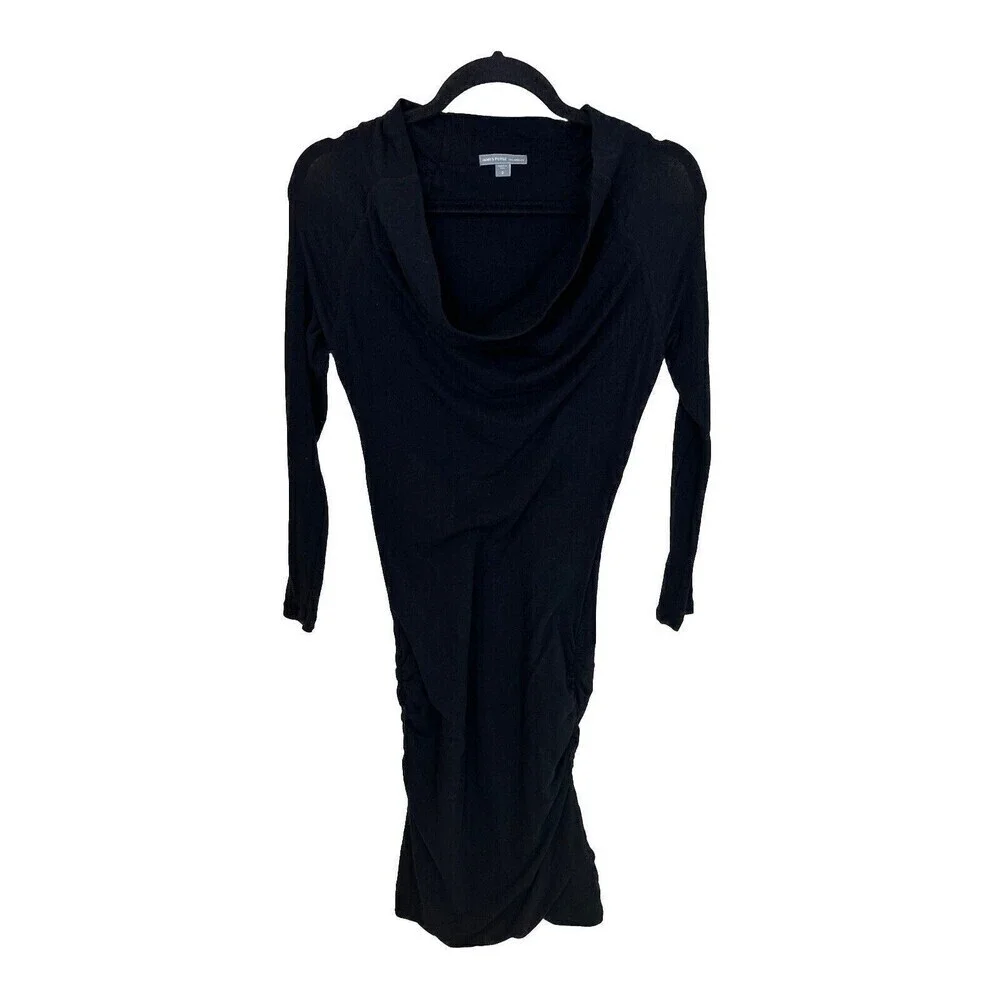 James Perse Black Bodycon Ruched Dress Size 2